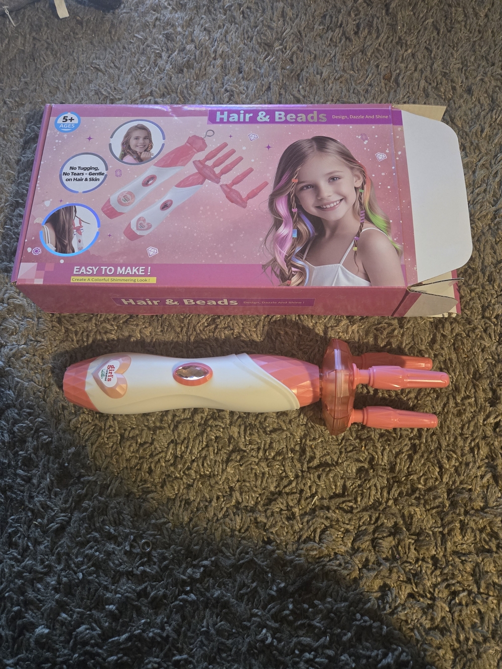 Hair & Beads Kids Braiding Tool - White and Pink